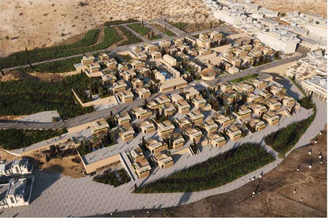 Aerial view of the settlement on the hillside